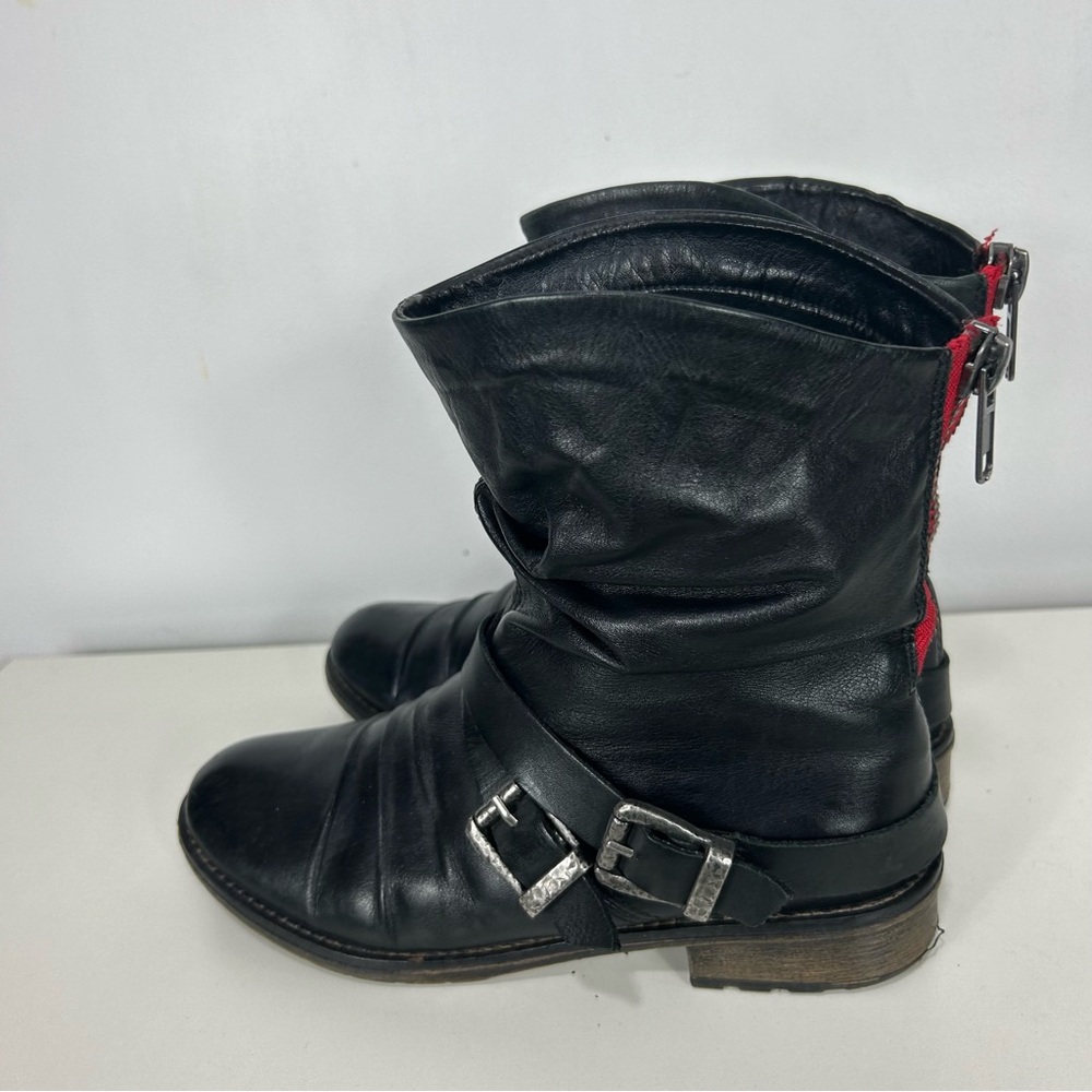 REMONTE black leather moto combat boots - Picture 9 of 11